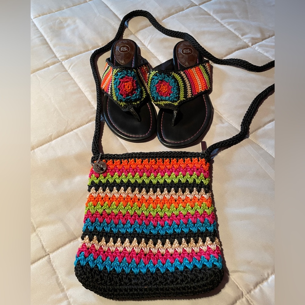 The Sak Multicolor Crochet Sandals and Matching Purse